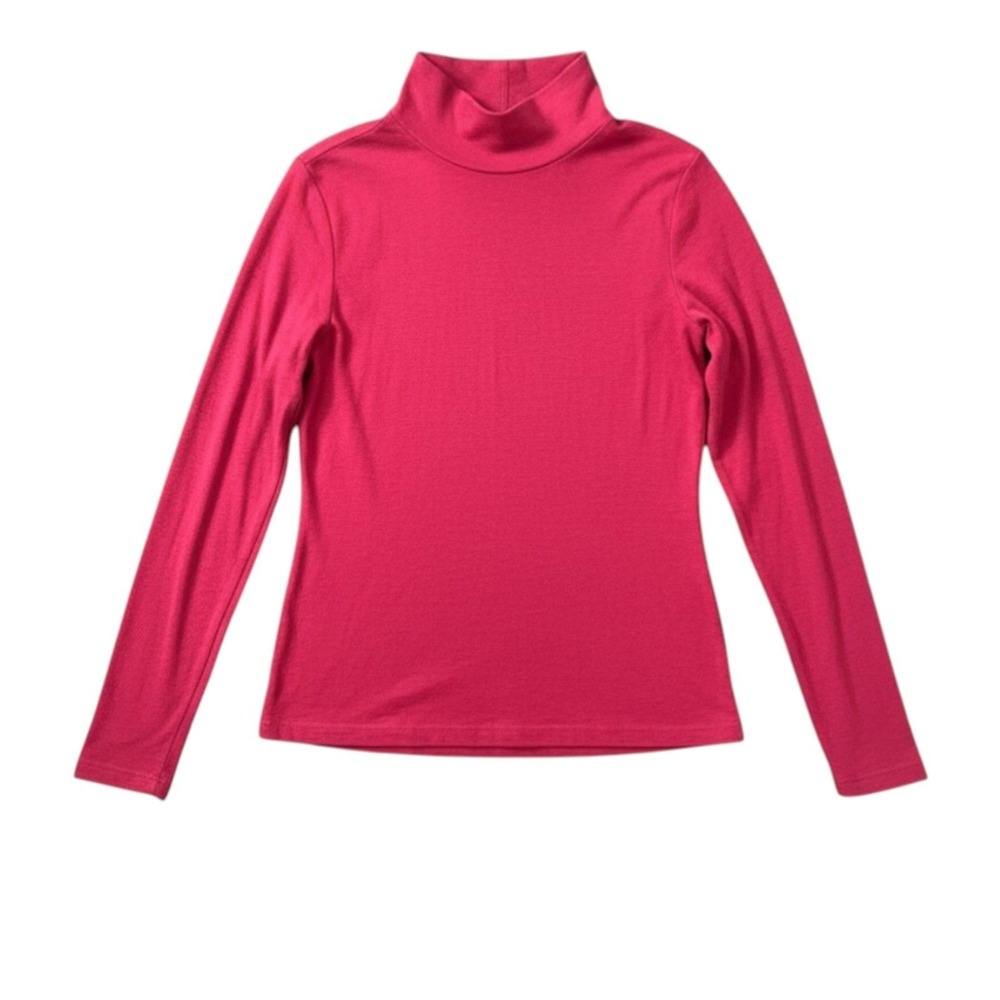 Croft & Barrow Top M Cotton Pink Casual Layering Modest Minimalist Mock Neck